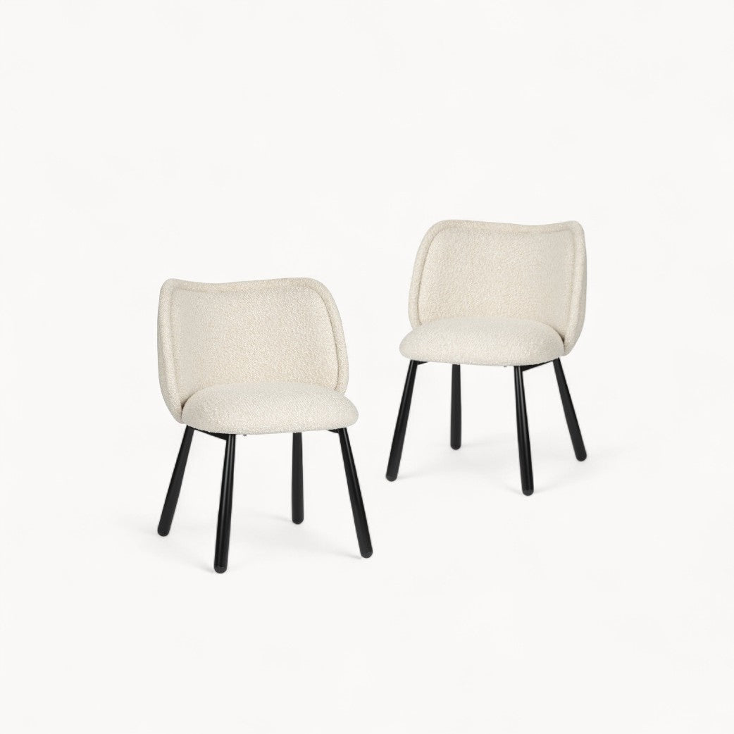 Bouclé gestoffeerde stoelen Vienna, 2 stuks