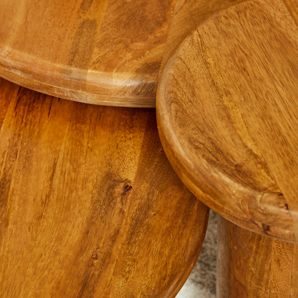 Ronde salontafel Amari van mangohout - Set van 3