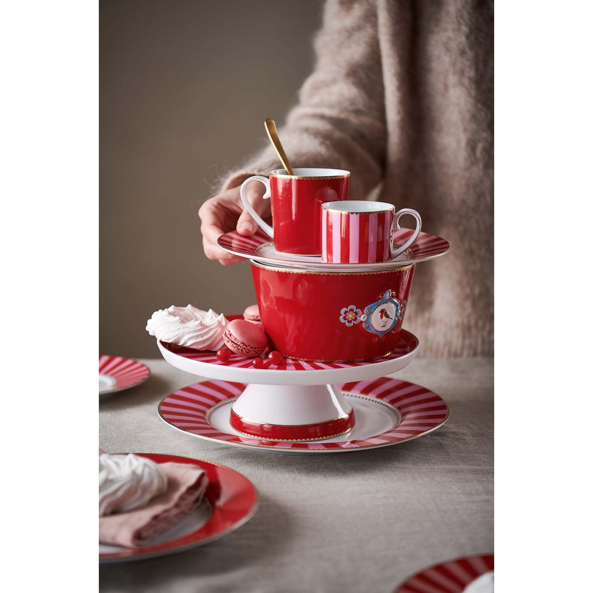 Love Birds Taartplateau Klein Rood/Roze