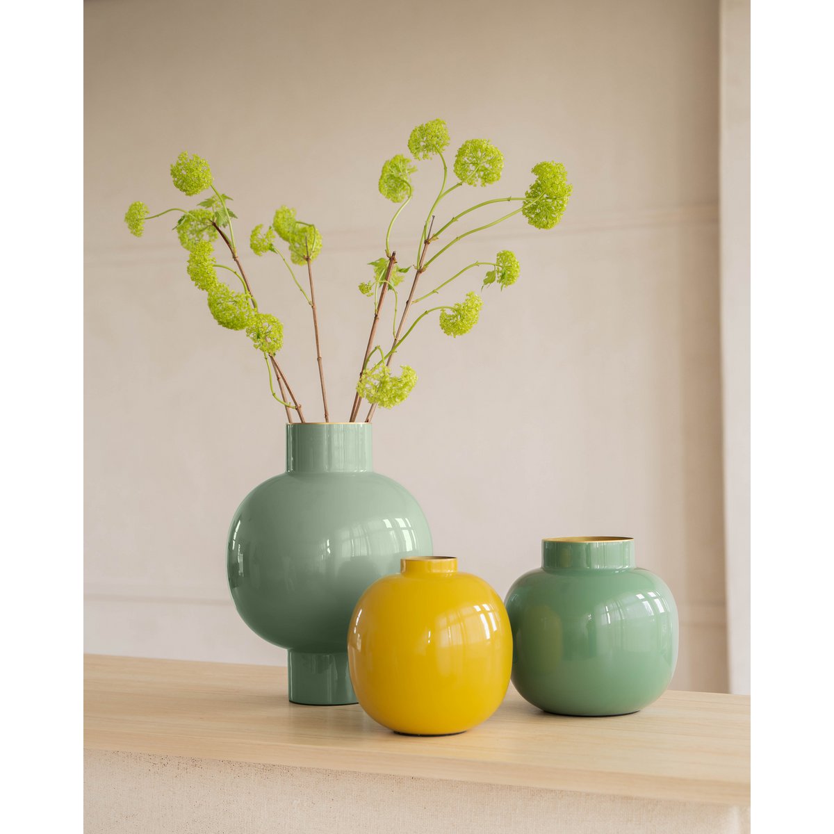 Vase Metal Yellow 23cm