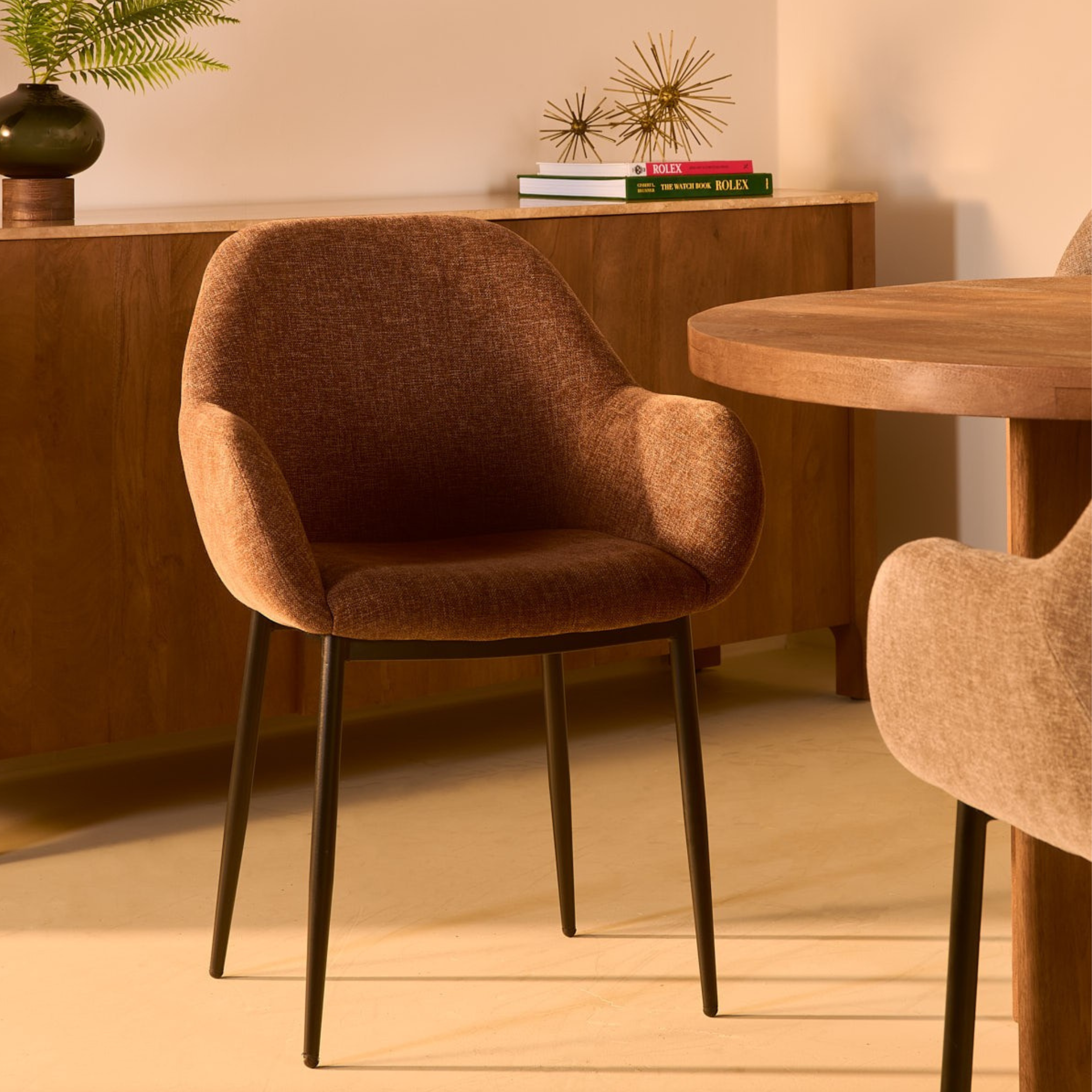 Eetkamerstoel Zara van stof, 2 stuks