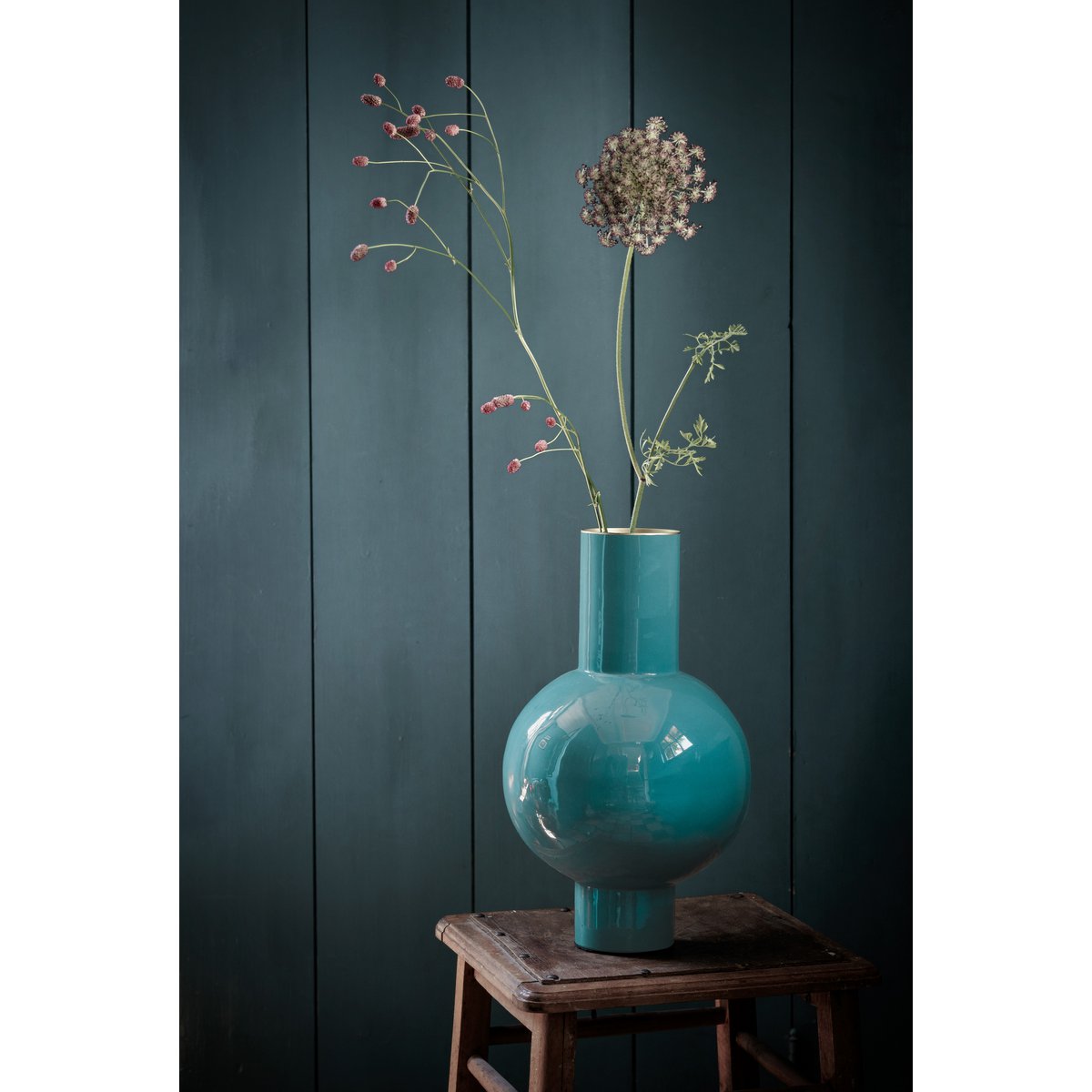 Vaas Metaal Azuurblauw 40cm