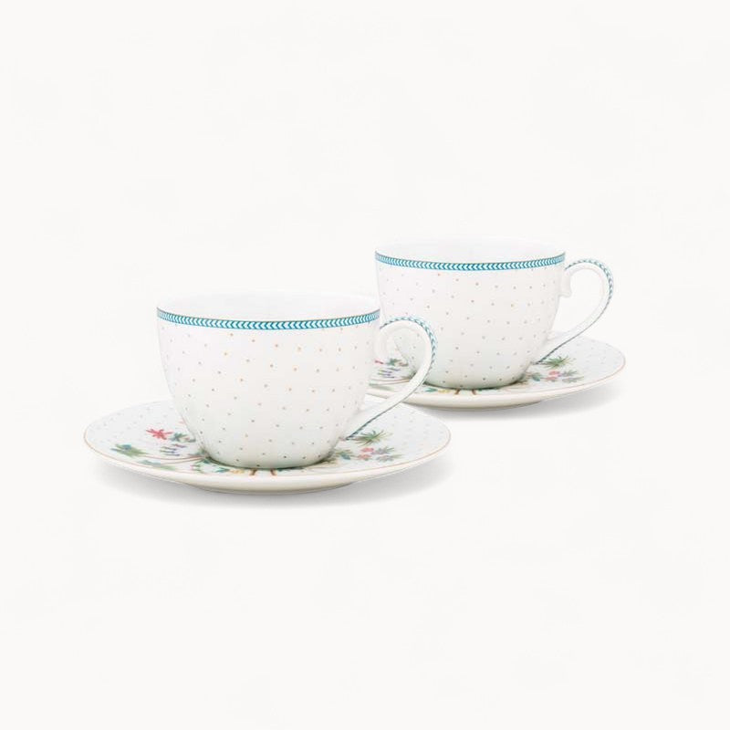 Set/2 Cups & Saucers Jolie Dots Gold 280ml