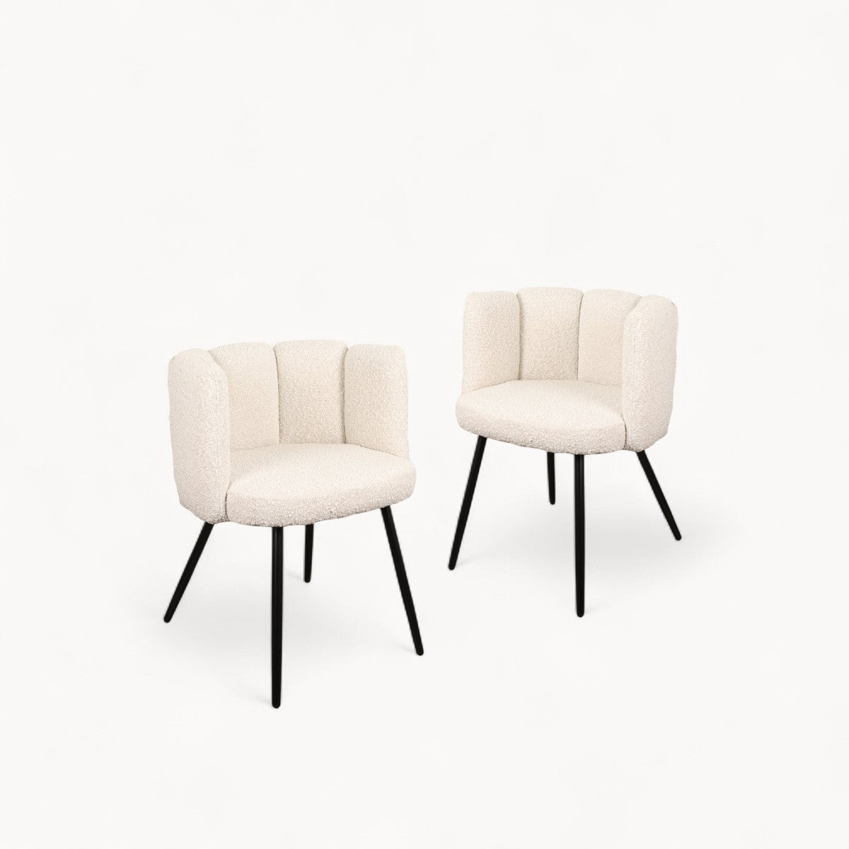 Bouclé gestoffeerde stoelen Pearl, 2 stuks