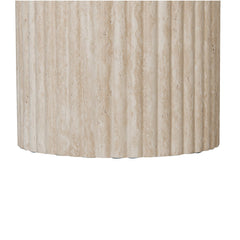 Bijzettafel Sand met massieve, geribbelde zuilvoet en verfijnd blad