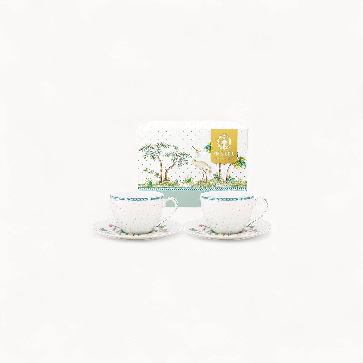 Set/2 Cups & Saucers Jolie Dots Gold 280ml