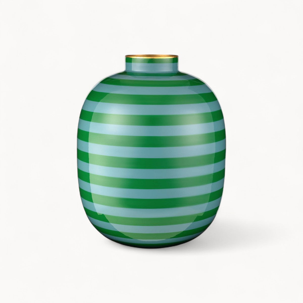 Vase Metal Stripes Green 32cm