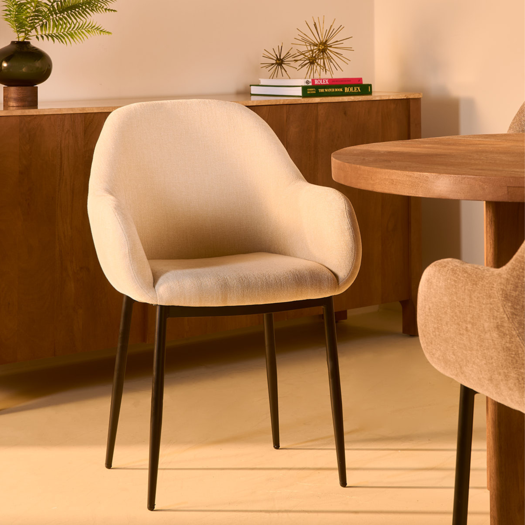 Eetkamerstoel Zara van stof, 2 stuks