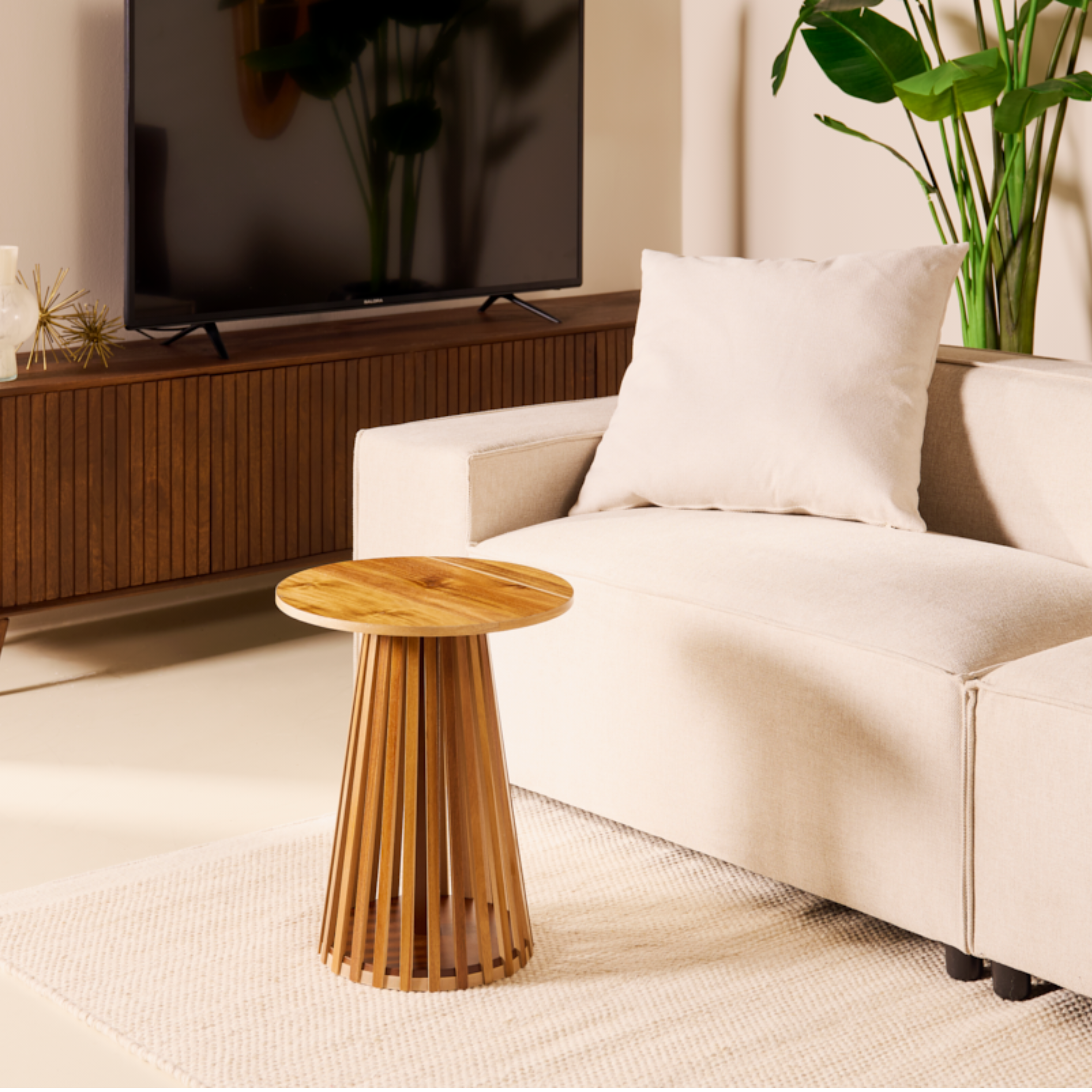 Bijzettafel Phiel – Naturel Ø40cm