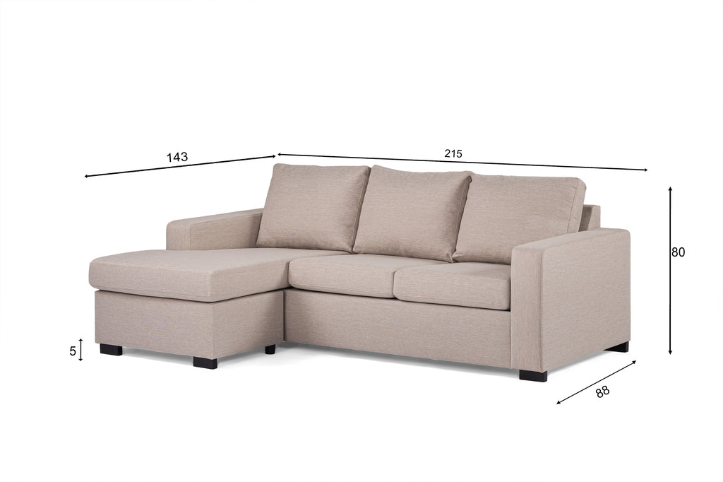 3-zits bank - stof Inari 22 - I460 Beige - Hoek links/rechts