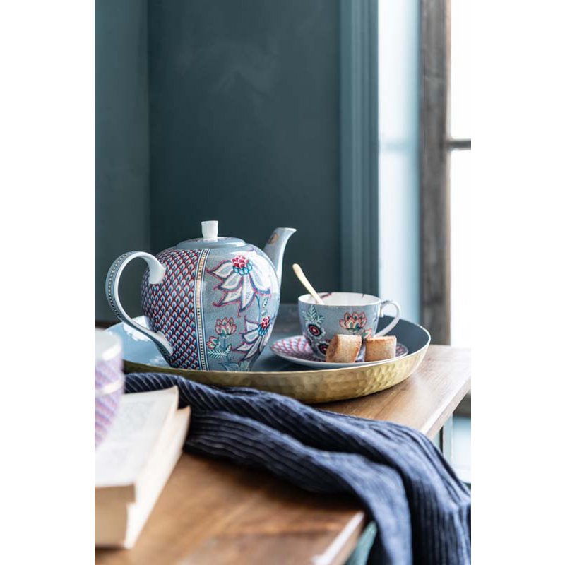 Theepot Pip Studio Flower Festival Lichtblauw 1,6 L