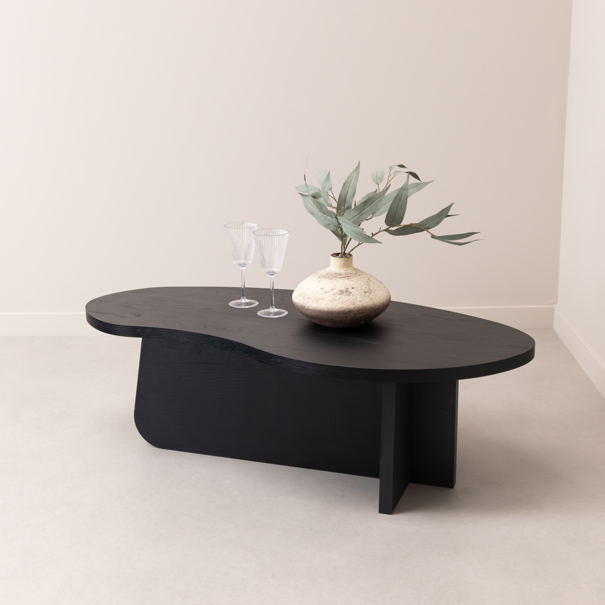 Organische Salontafel Otis - Zwart Eiken - 110 x 50 cm