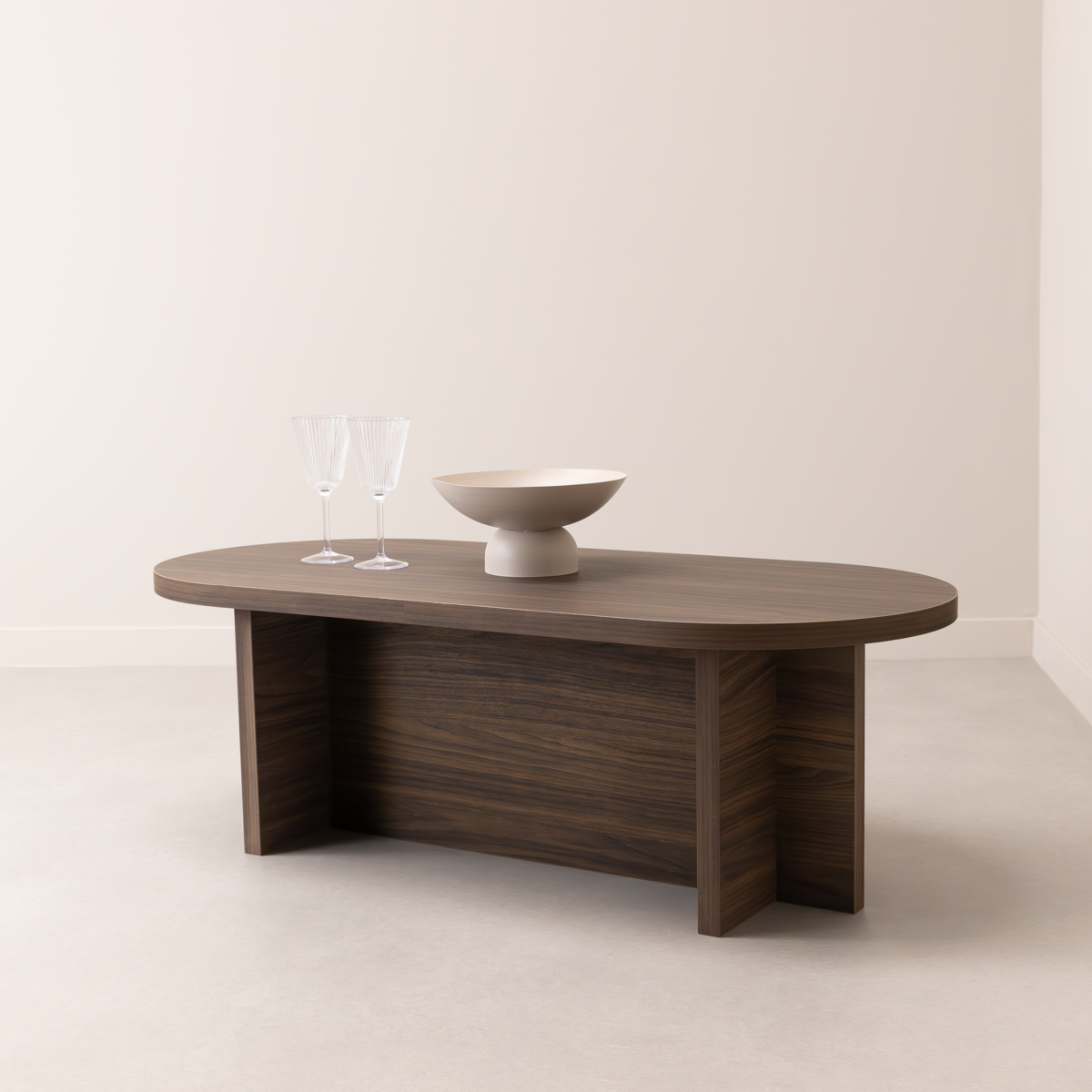 Ovale Salontafel Zara - Bruin notenhout - 110 x 50 cm