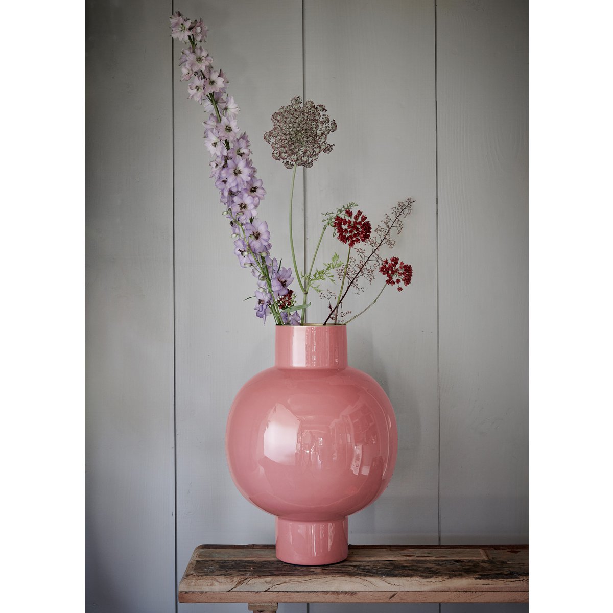 Vaas Metaal Oud Roze 42cm
