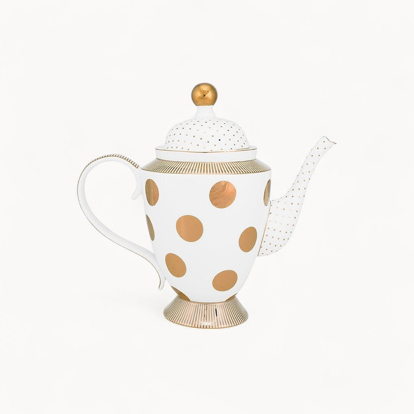 Teapot Dot Delight White-Gold 1.25ltr
