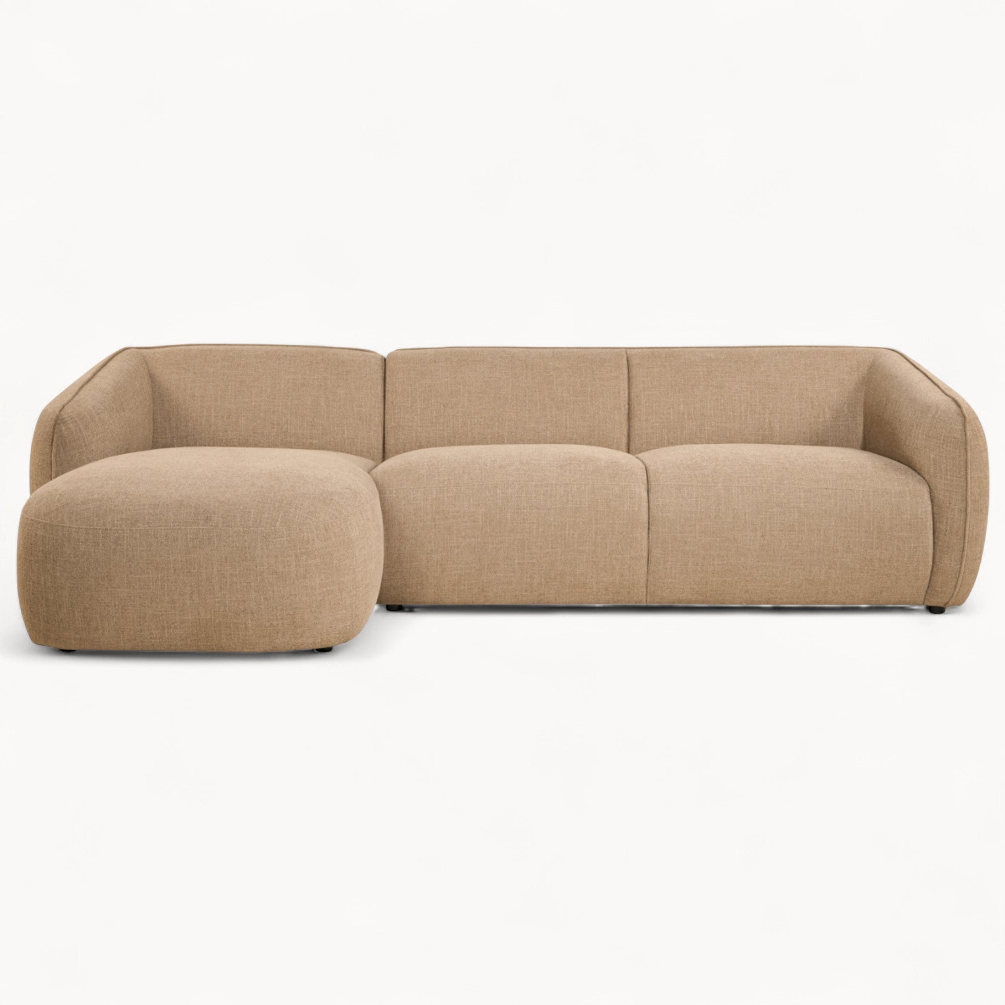 Hoekbank Laila van stof in Taupe