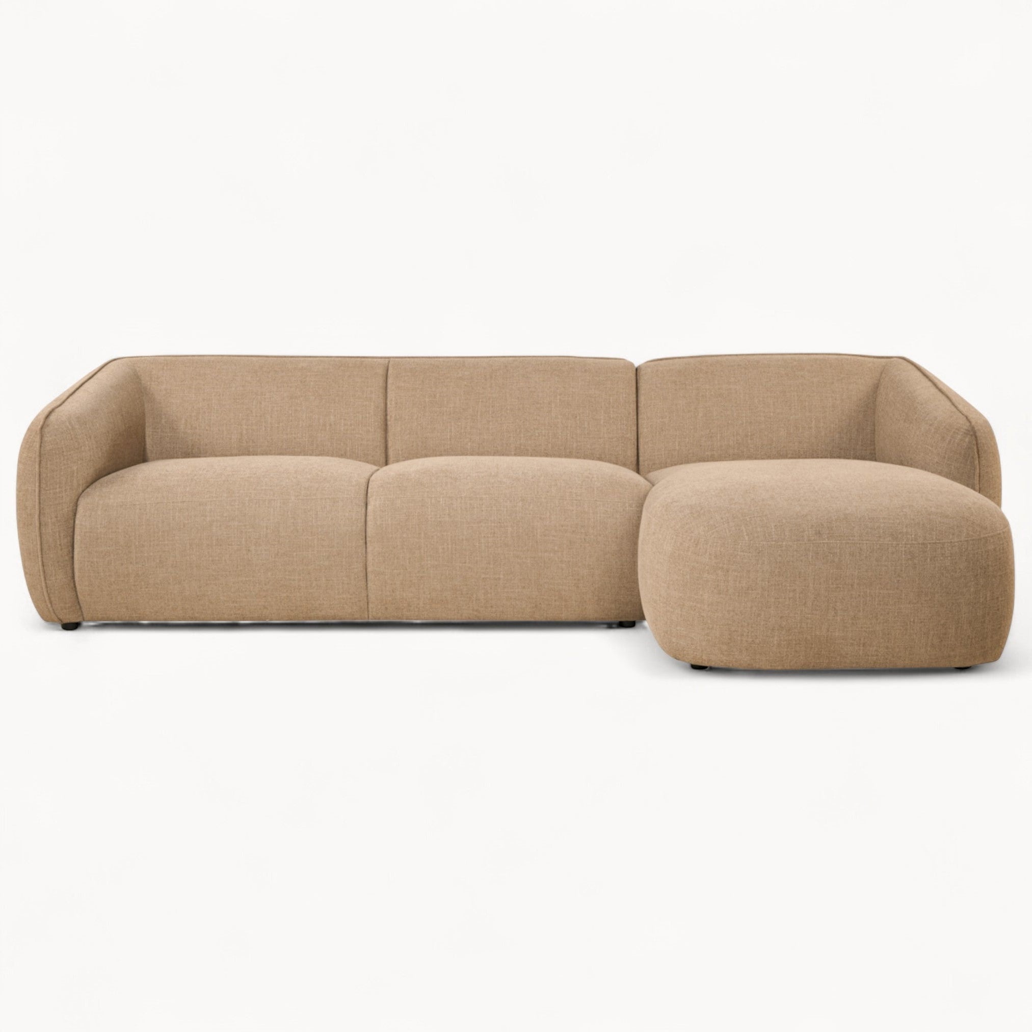 Hoekbank Laila van stof in Taupe