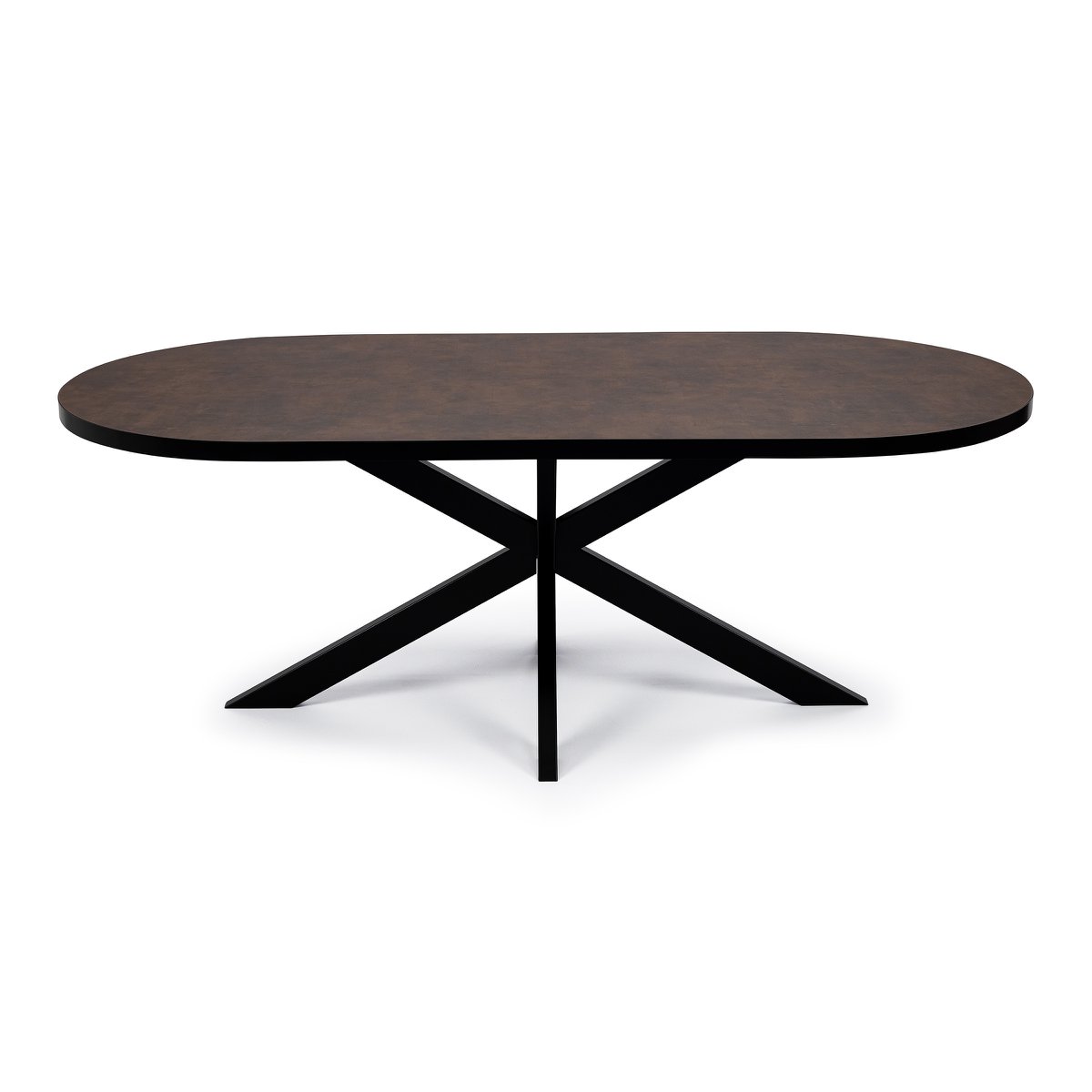 Ovale eettafel Noud - Lederlook/Zwart