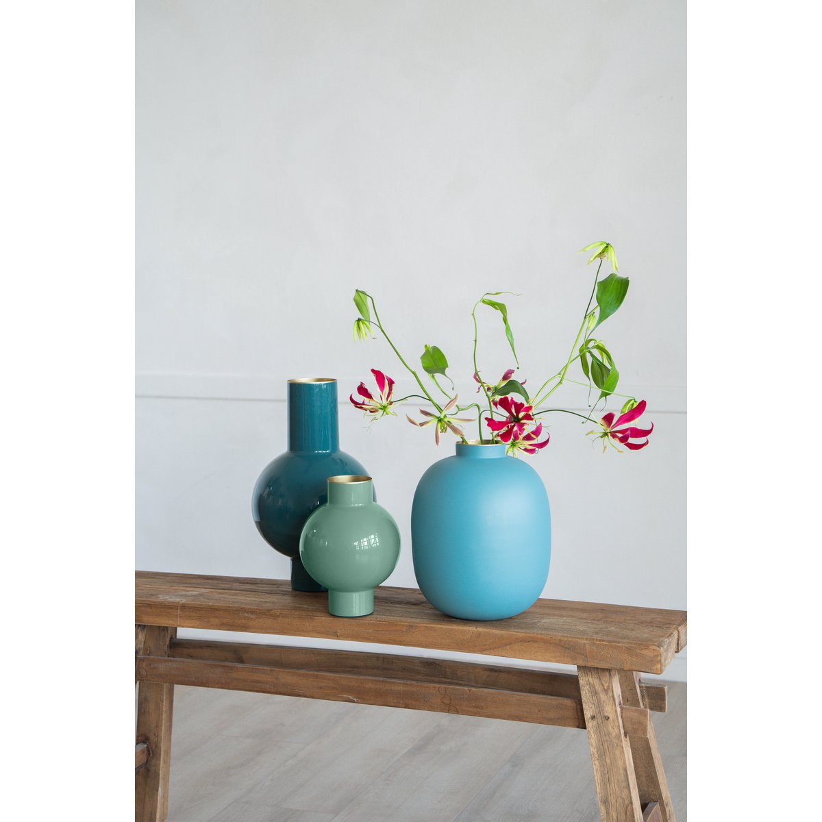 Vaas Metaal Azuurblauw 40cm