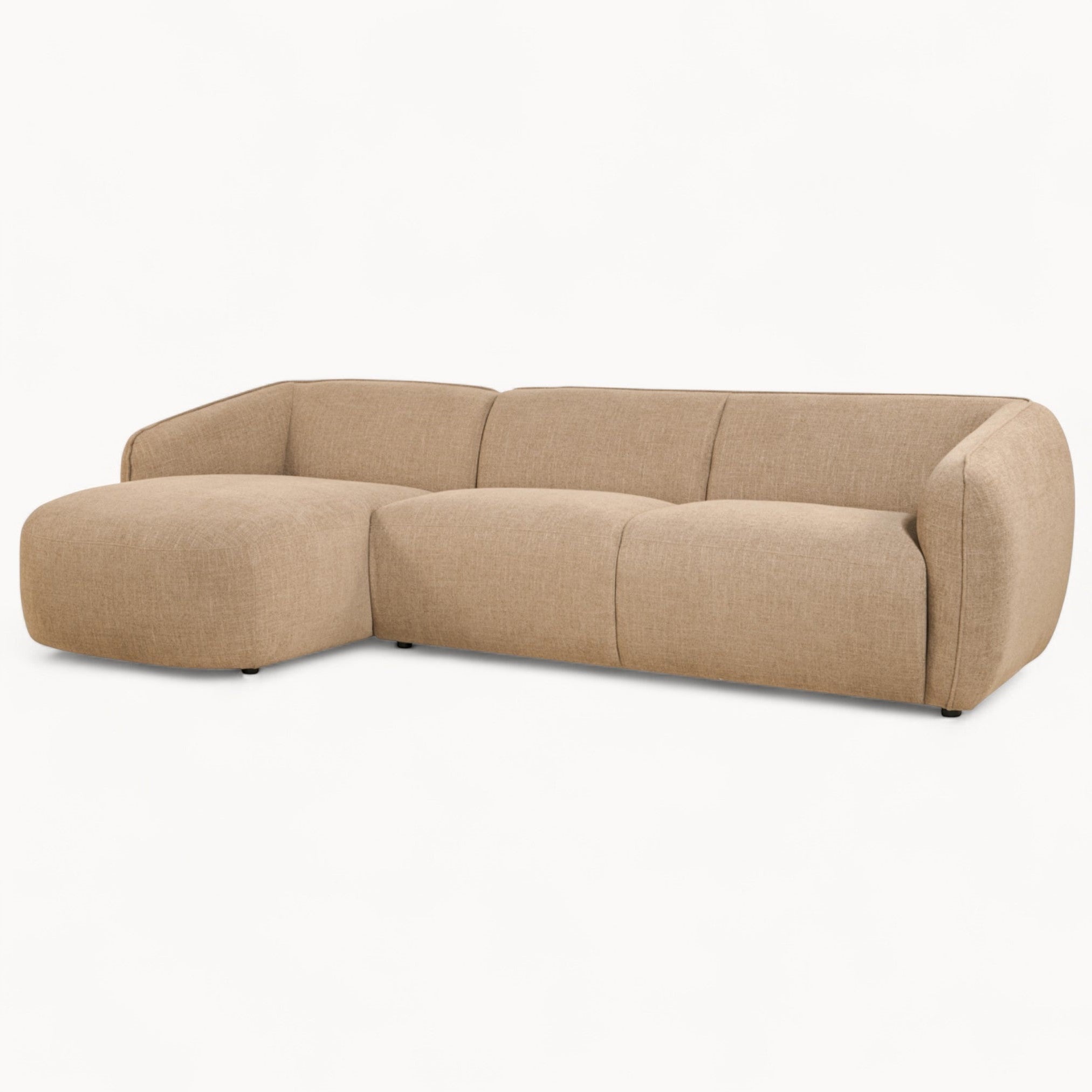 Hoekbank Laila van stof in Taupe