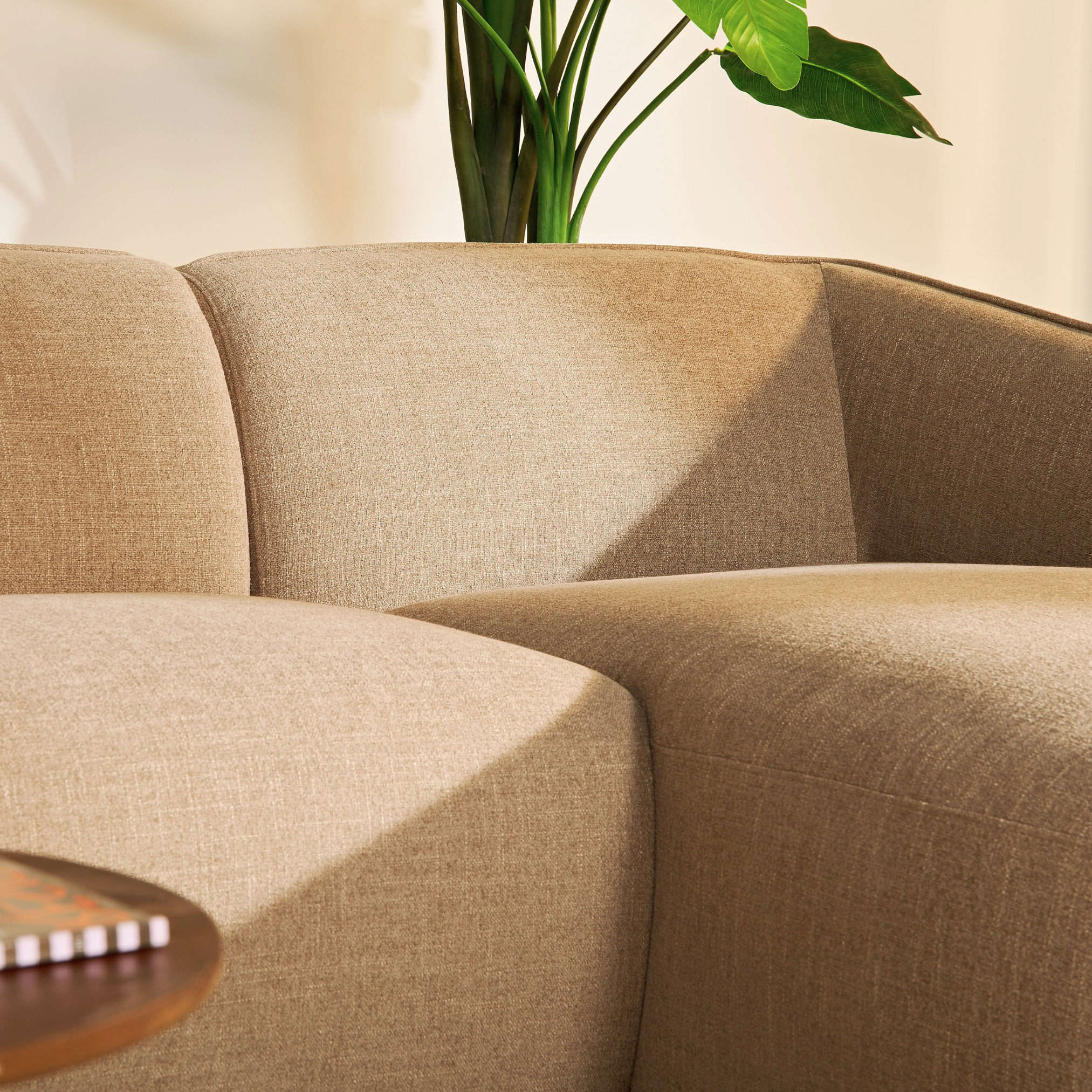 Hoekbank Laila van stof in Taupe