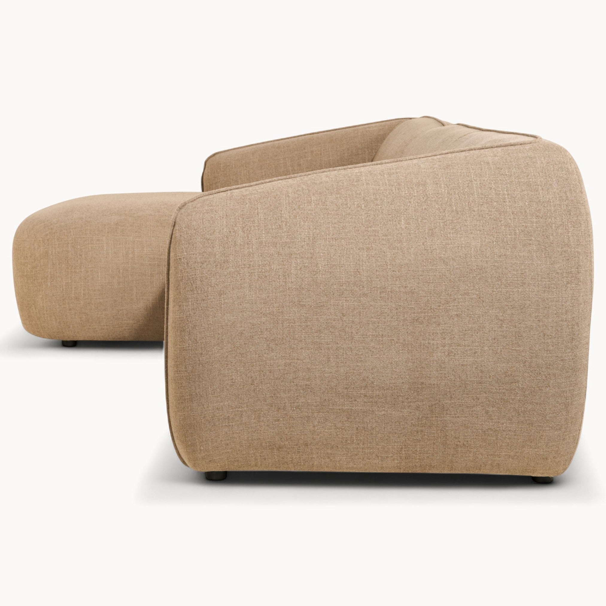 Hoekbank Laila van stof in Taupe