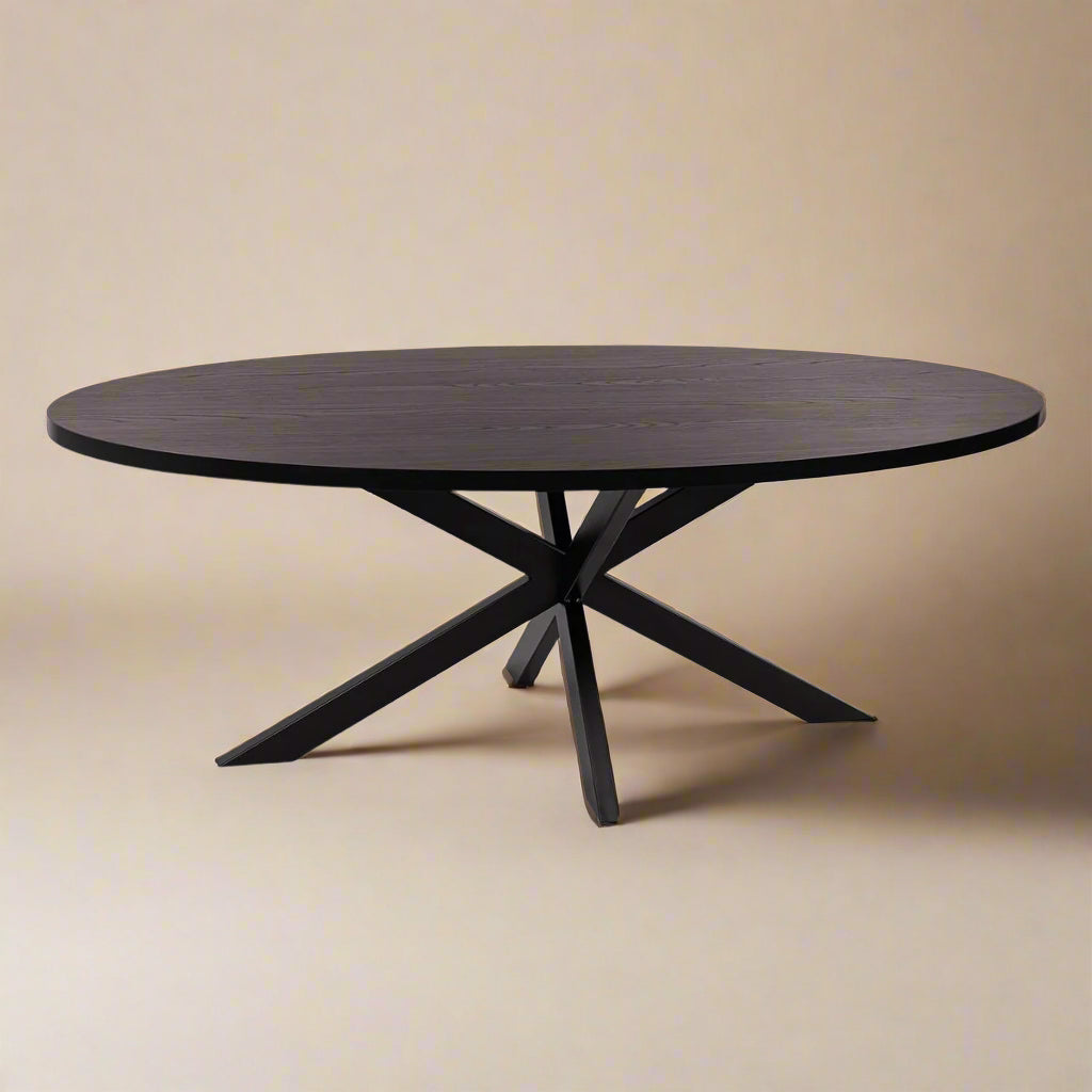 Ovale eettafel Mees - Zwart / Bruin - 180 x 100 cm