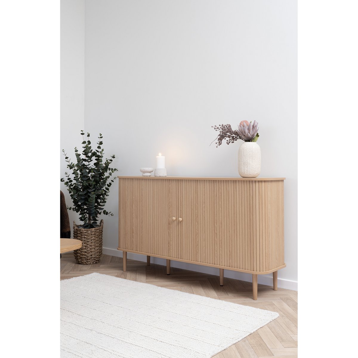 Nikko Side Board - Natural, MDF/Pine, 140x40x79 cm