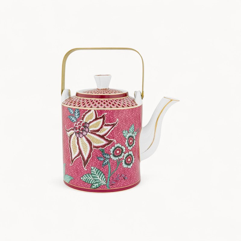 Giftset Teapot Oriental Flower Festival Dark Pink 1 ltr
