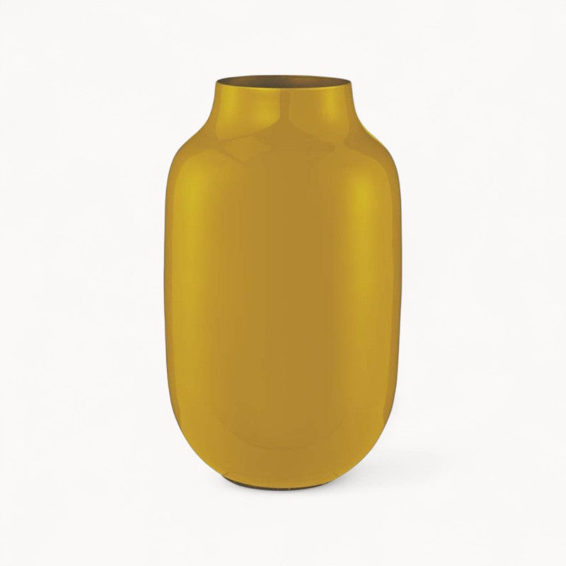 Vase Metal Oval Yellow 30cm