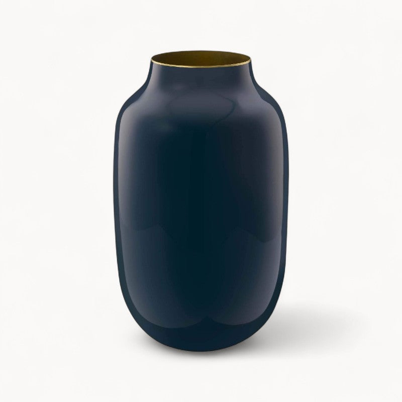 Vase Metal Oval Mid Blue 30cm