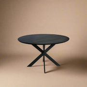 Eiken eettafel Ferris | Rond 130 cm | Zwart