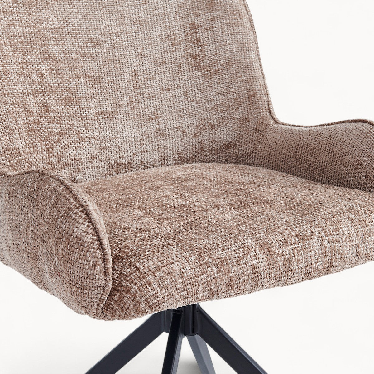 Eetkamerstoel Lily van Stof in Taupe, 2 stuks