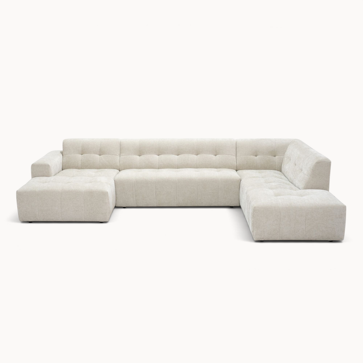 Aika MySofa Nagi U-vormige bank in beige stof met gecapitonneerde zitting en moderne lounge-uitstraling