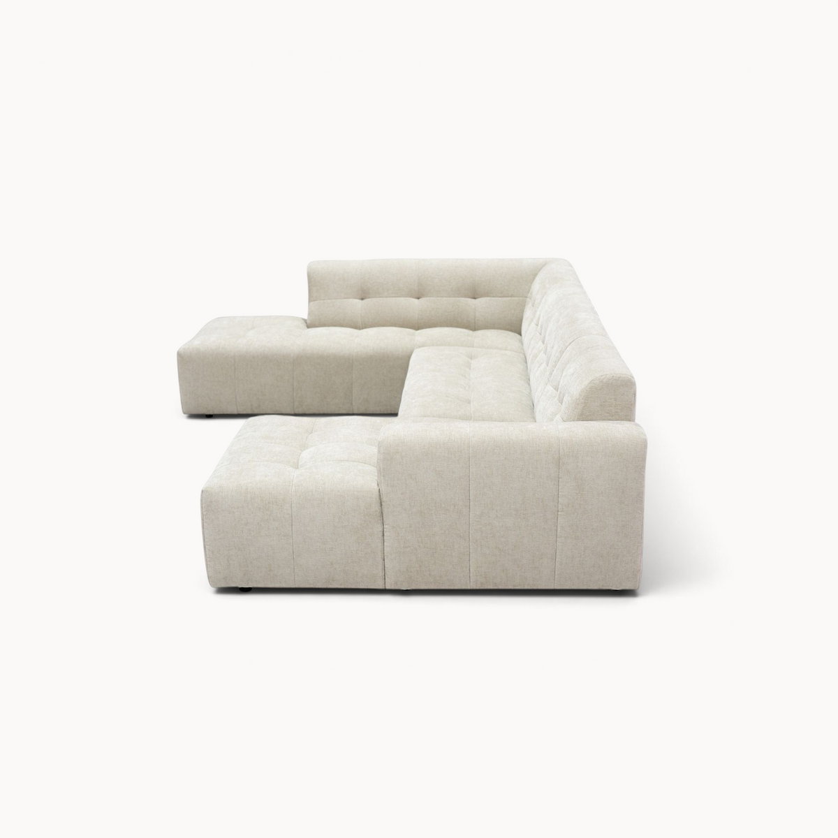 Aika MySofa Nagi U-bank Beige, ottomane links, zijaanzicht