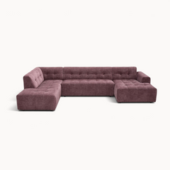 Aika MySofa Nagi U-bank Paars, ottomane links + lounge rechts, vooraanzicht