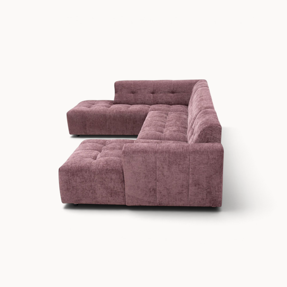 Aika MySofa Nagi U-bank Paars, ottomane links, vooraanzicht