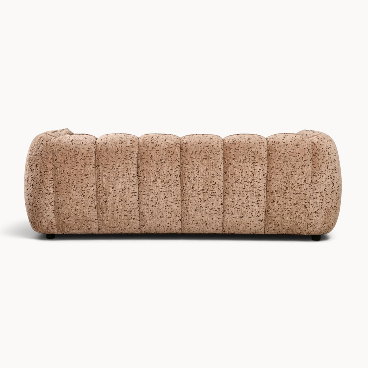 Aika MySofa Seki 3-zitsbank in beige gemêleerde stof met een modern, verticaal gestreept ontwerp.