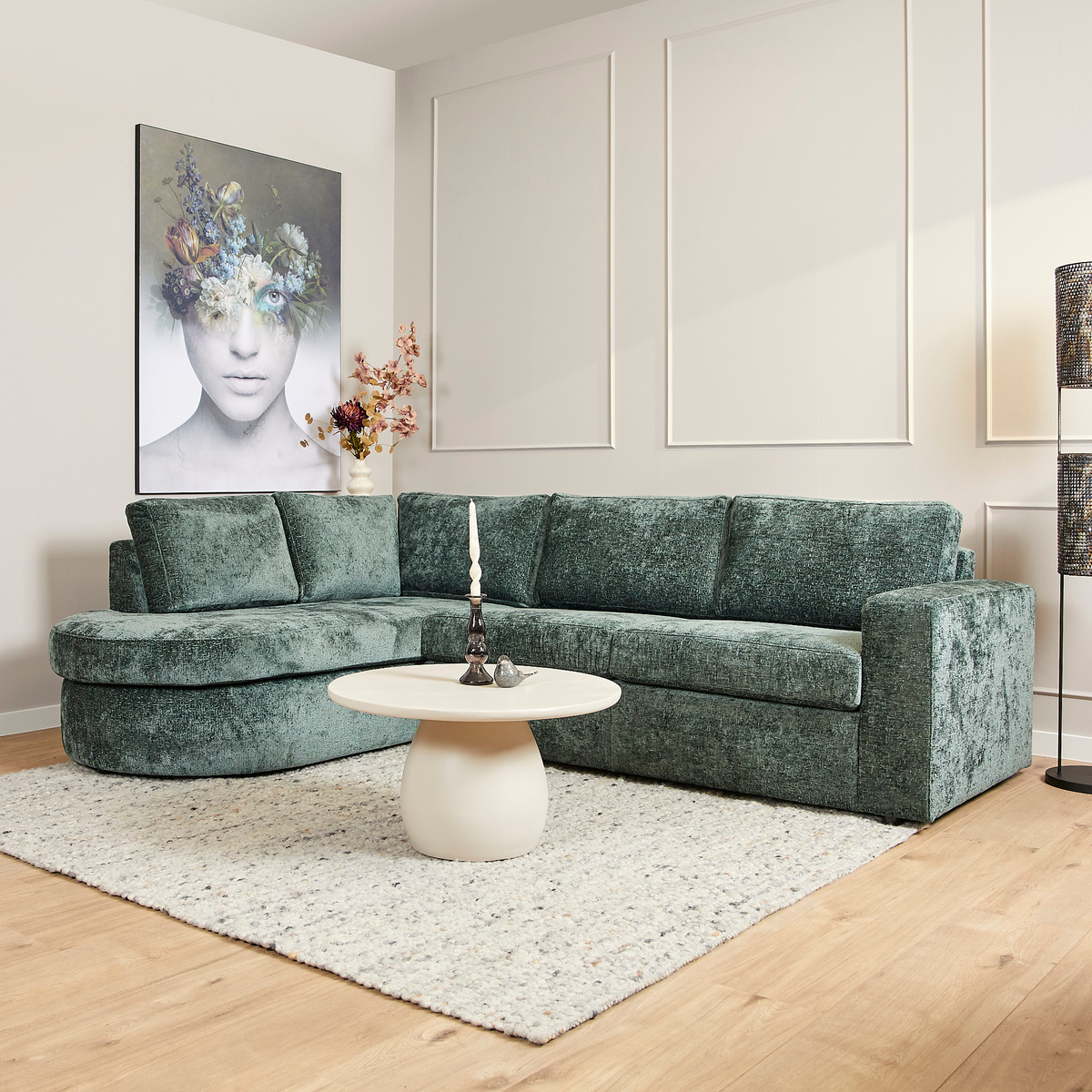Hoekbank Hana Groen, divan links