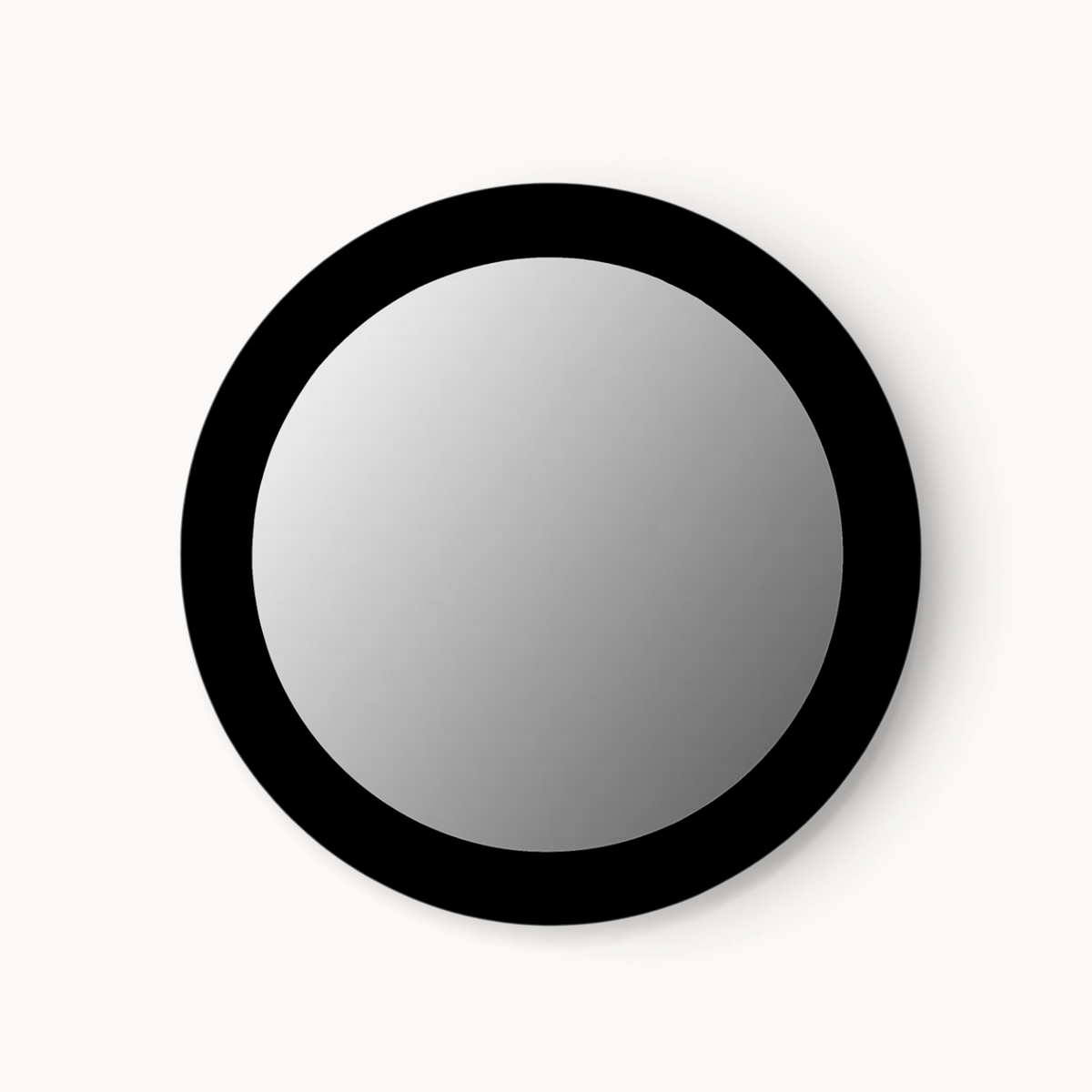 Aika ronde spiegel Ensō met een minimalistisch zwart frame en een helder reflecterend oppervlak.