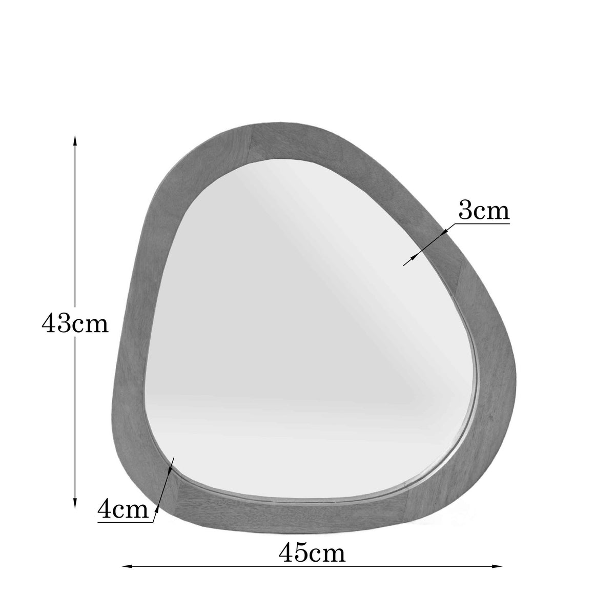 Organische spiegel Kumo Licht mango 43 centimeter, maatvoering