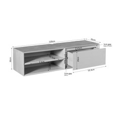 Zwevend tv meubel Luwte Zwart 120 cm
