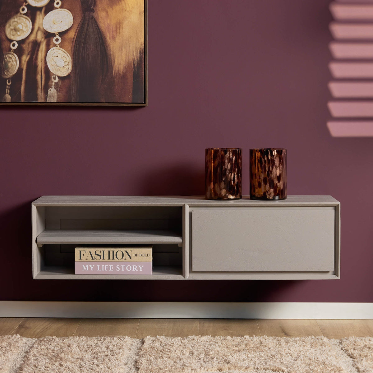 Zwevend tv meubel Luwte 120 cm Taupe