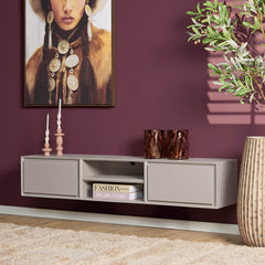 Zwevend tv meubel Luwte 160 cm Taupe