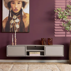 Zwevend tv meubel Luwte 160 cm Taupe