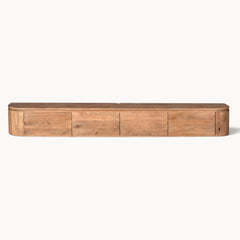 Aika Engawa tv-meubel van lichtbruin hout met afgeronde hoeken en vier lades voor een modern interieur