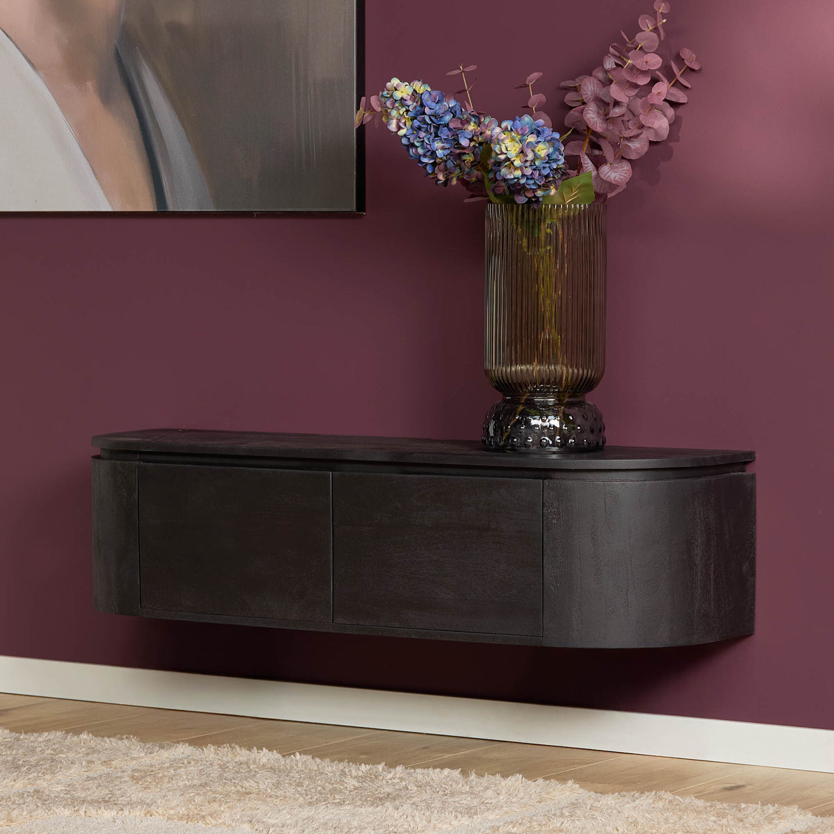 Aika Engawa tv meubel Zwart 120 cm zijaanzicht
