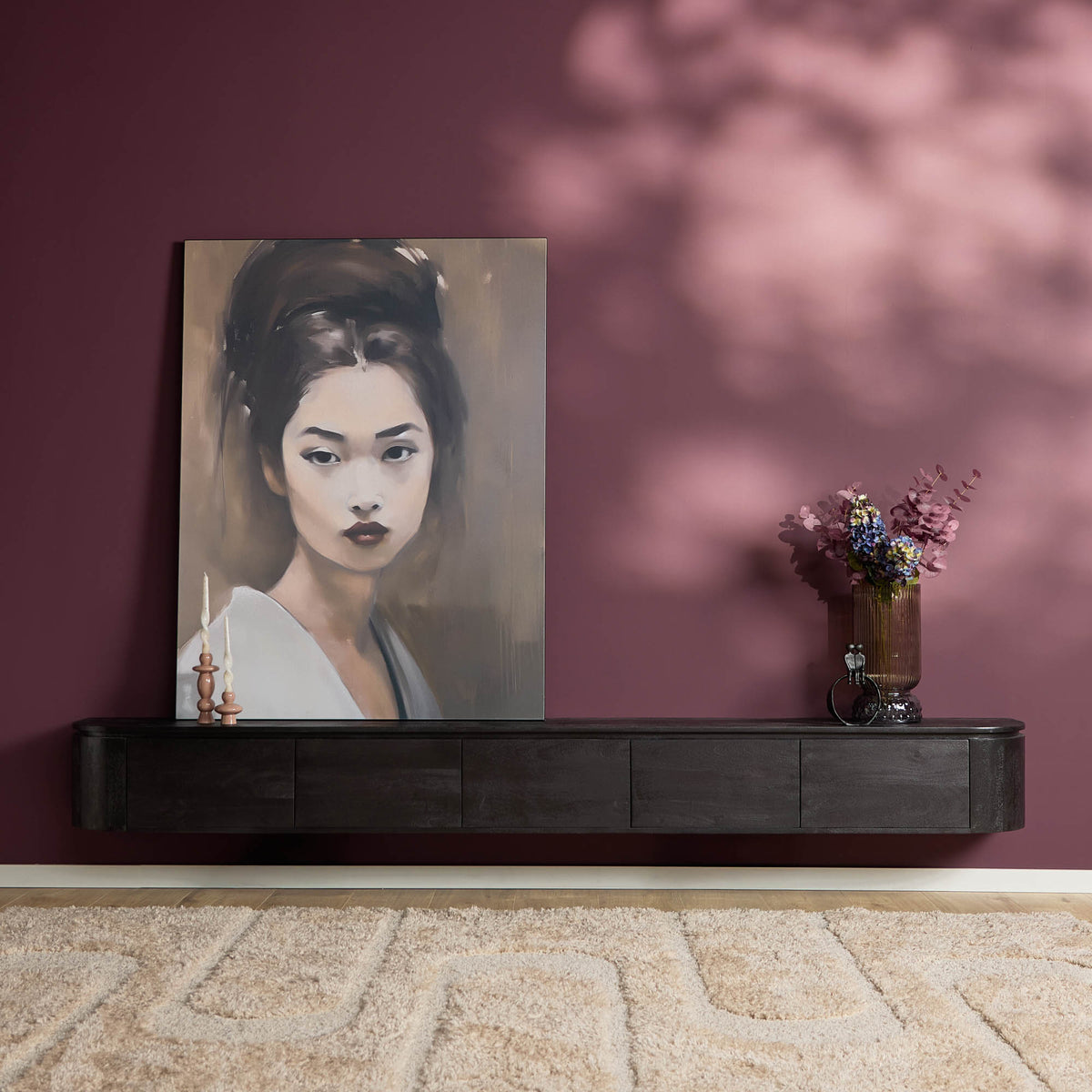 Aika Engawa tv meubel Zwart 280 cm