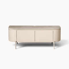 Aika Engawa tv-meubel in beige met afgeronde hoeken en slanke poten in een minimalistisch design