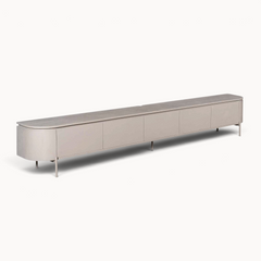 Aika Engawa tv-meubel in beige hout met afgeronde hoeken en minimalistisch design op slanke poten